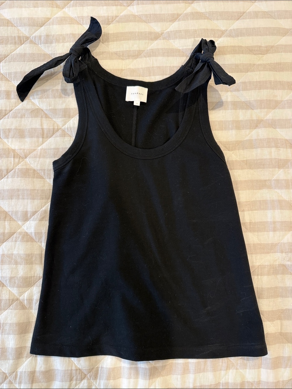 Black Tie-Shoulder Tank Top
